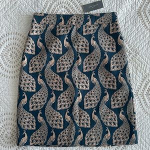 New Ann Taylor Petites Blue Peacock Jacquard Pencil Skirt 00P NWT